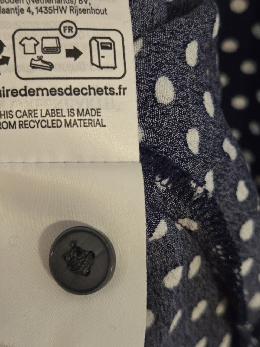 Boden Navy Polka Dot Shirt Dress Size US 4P / UK 8P Long Sleeve Button Front - Picture 7 of 11